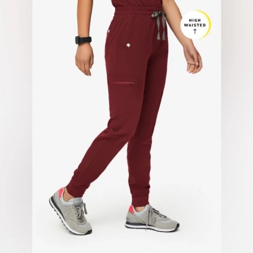 FIGS burgundy high-waisted Zamora jogger w limited-edition waistband